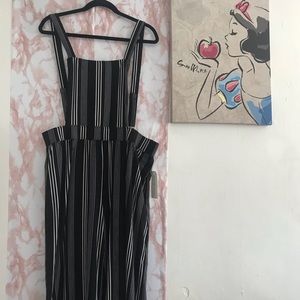 JUMPSUIT Striped Bib Front Stretch Overall(4)